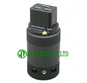 Audio Connector IEC 60320 C19 音響級歐規電源插座  黑色, 黑色碳纖維外殼, 鍍金