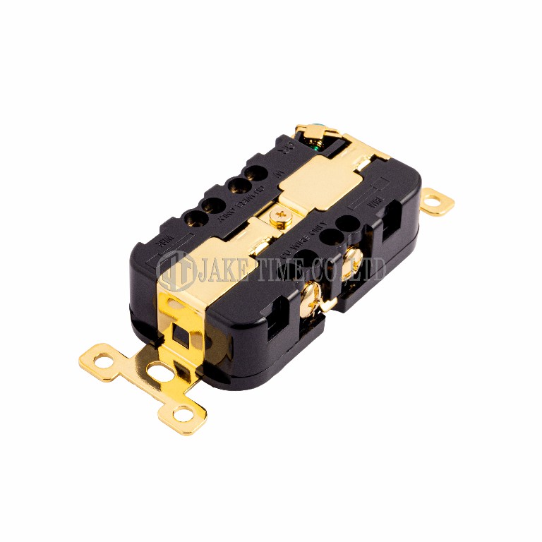Audio Receptacle NEMA 5-20R 音響級美規壁插式電源雙插座 黑色, 鍍金