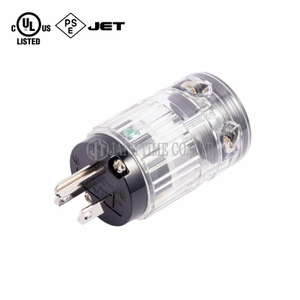 Audio Hi-Fi AC Connector NEMA 5-15P 音响级电源插头 透明外壳,镀铑,线径19mm