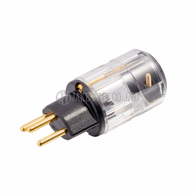 Audio Swiss Plug Type J 音響級瑞士電源插頭 透明外殼, 鍍金 線徑 17mm