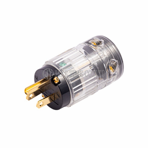 Auido Plug NEMA 5-15P 音響級美規電源插頭 透明外殼, 鍍金 線徑 19mm
