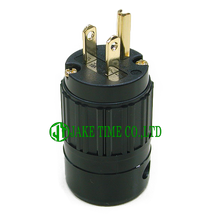 Auido Plug NEMA 5-15P 音响级美规电源插头 黑色, 镀金 线径 19mm