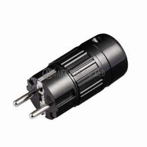 Audio Schuko Plug 音響級歐規電源插頭 黑色, 鍍銠 線徑 19mm