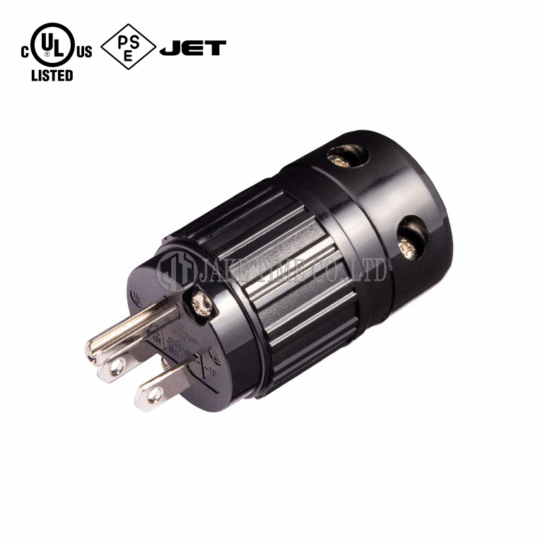 Audio Hi-Fi AC Connector NEMA 5-15P 音响级电源插头 黑色,镀铑,线径19mm