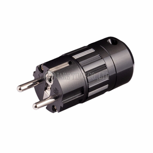 Audio Schuko Plug 音響級歐規電源插頭 黑色, 鍍銠 線徑 17mm
