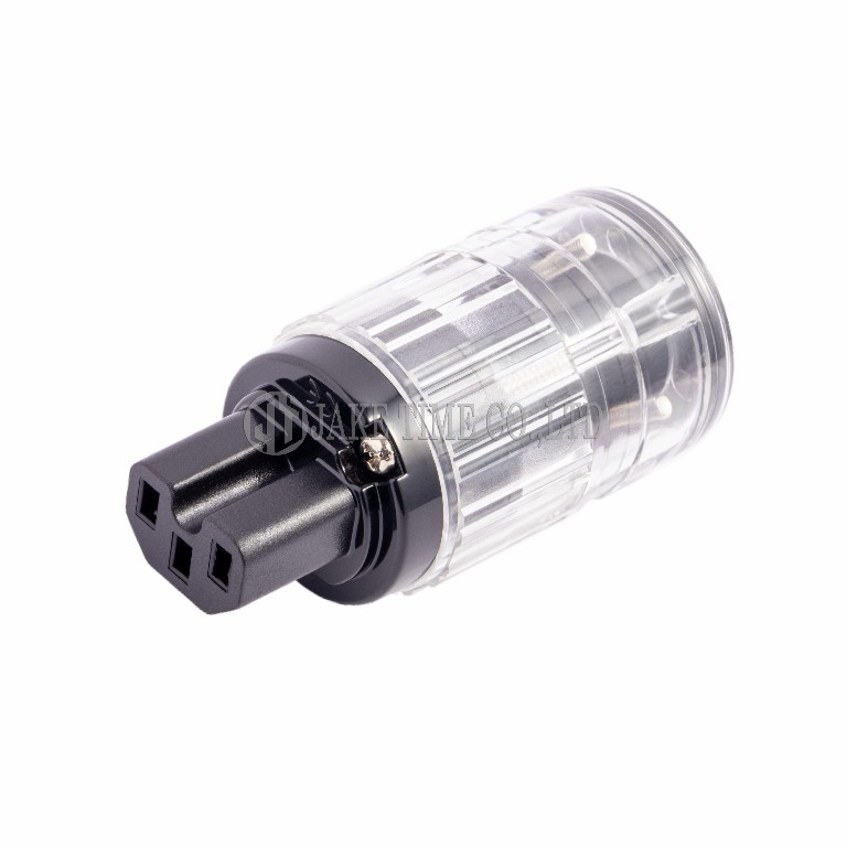 Audio Connector IEC 60320 C15 音響級歐規電源插座 透明外殼, 鍍銠 線徑 19mm