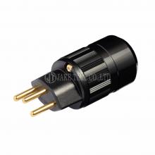 Audio Swiss Plug Type J 音響級瑞士電源插頭 黑色, 鍍金 線徑 17mm