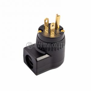 Audio Plug NEMA 5-15P 音響級美規電源插頭 黑色, 直角L型, 鍍金