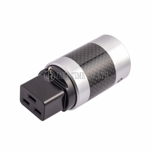 Audio Connector IEC 60320 C19 音響級歐規電源插座  銀色烤漆 ,黑色碳纖維外殼, 鍍銠