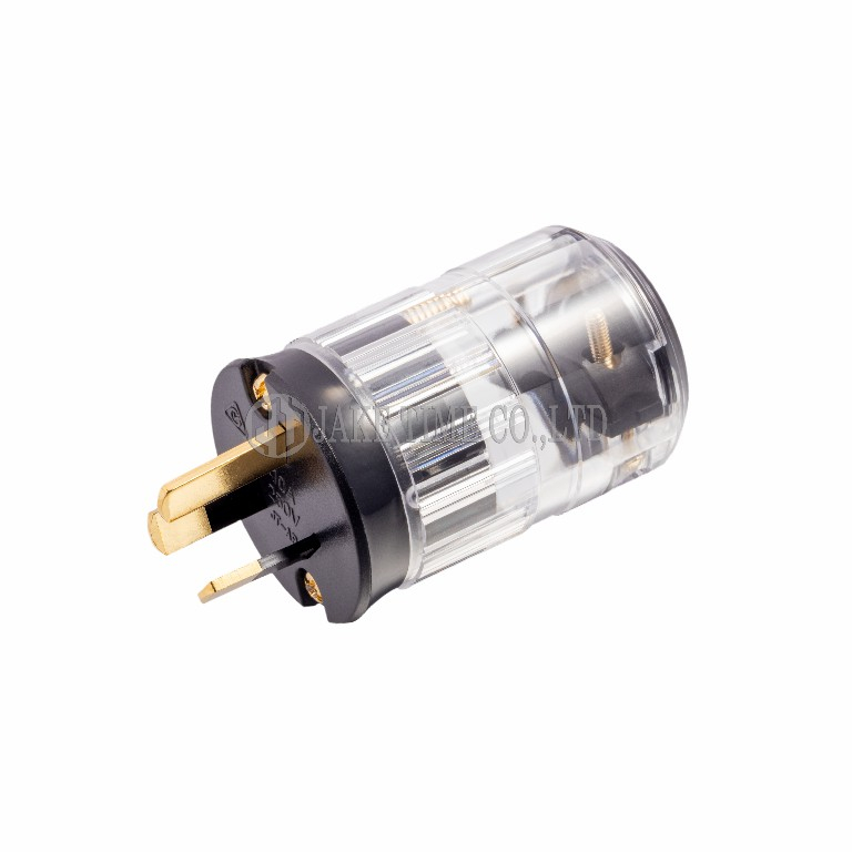 Audio Plug AS/NZS 3112 音響級澳規電源插頭 透明外殼, 鍍金 線徑 17mm