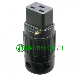 Audio Connector IEC 60320 C19 音響級歐規電源插座  黑色, 鍍金 線徑 19mm