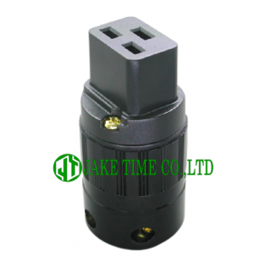 Audio Connector IEC 60320 C19 音響級歐規電源插座  黑色, 鍍金 線徑 17mm