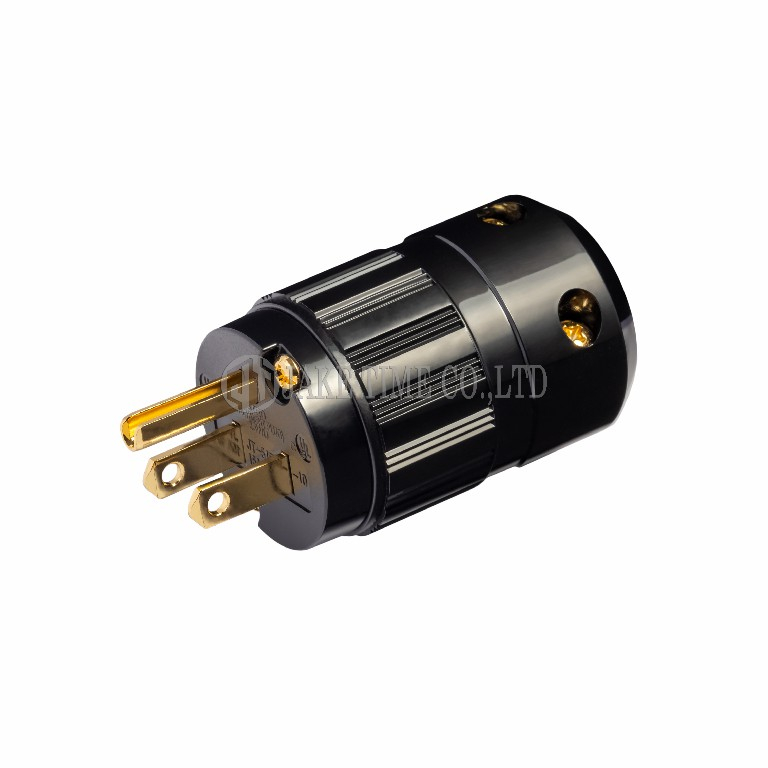 Audio Hi-Fi AC Connector NEMA 5-15P 音响级电源插头 黑色,镀金,线径17mm
