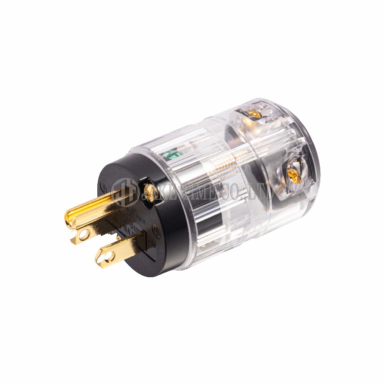 Auido Plug NEMA 5-15P 音響級美規電源插頭 透明外殼, 鍍金