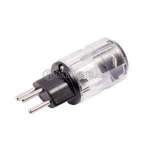 Audio Swiss Plug Type J 音響級瑞士電源插頭 透明外殼, 鍍銠 線徑 17mm