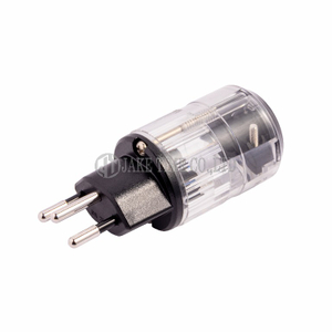 Audio Swiss Plug Type J 音响级瑞士电源插头 透明外壳, 镀铑 线径 17mm