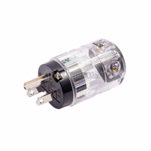 Auido Plug NEMA 5-15P 音响级美规电源插头 透明外壳, 镀铑