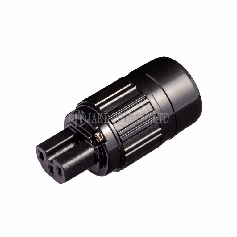 Audio Connector IEC 60320 C15 音響級歐規電源插座 黑色, 鍍銠 線徑 19mm