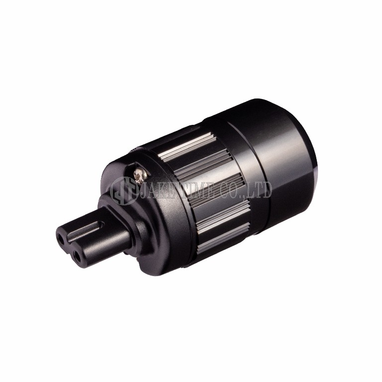 Audio Connector IEC 60320 C7 音響級歐規電源插座  黑色, 鍍銠 線徑 17mm