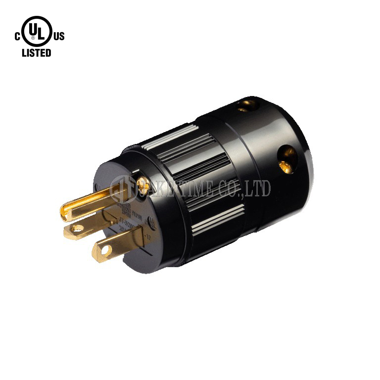 Audio Hi-Fi AC Connector NEMA 5-20P 音響級電源插頭 黑色,鍍金,線徑17mm