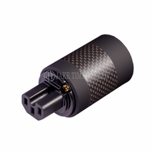 Audio Connector IEC 60320 C15 音响级欧规电源插座 黑皮革漆, 黑色碳纤维外壳, 镀金