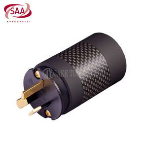Audio Hi-Fi AS/NZS 3112 AC Connector 音響級澳規電源插頭 黑皮革漆,碳纖維外殼,鍍金