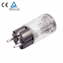 Audio Hi-Fi Schuko AC Connector 音响级欧规电源插头 透明外壳,镀铑,线径19mm