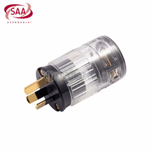 Audio Hi-Fi AS/NZS 3112 AC Connector 音响级澳规电源插头 透明外壳,镀金,线径19mm