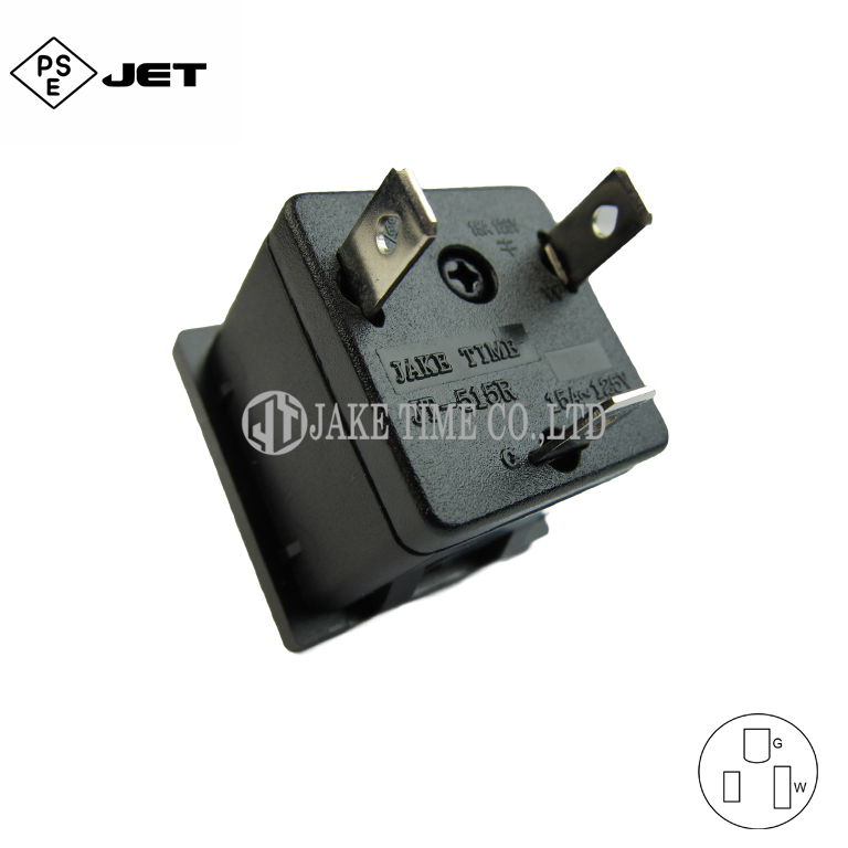 NEMA L5-15R 锁入式防松电源单插座 伺服器机柜插座 (台规日规 1U , 35mm*35mm ,符合 JIS C 8303)