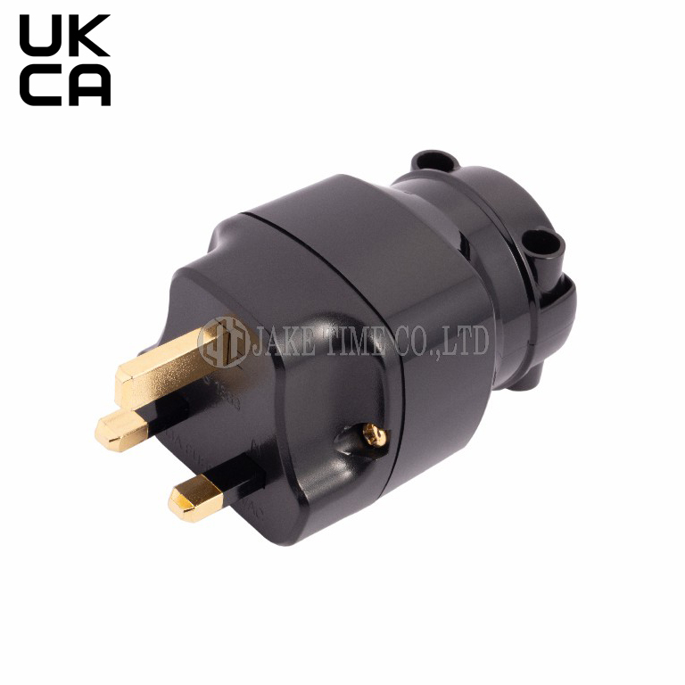 Audio Hi-Fi AC Connector BS1363 音响级英规电源插头 黑色,镀金
