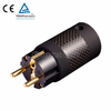 Audio Hi-Fi Schuko AC Connector 音響級歐規電源插頭 黑皮革漆,碳纖維外殼,鍍金